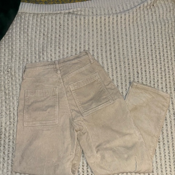 Cream Corduroy Straight Pants - Picture 6 of 6